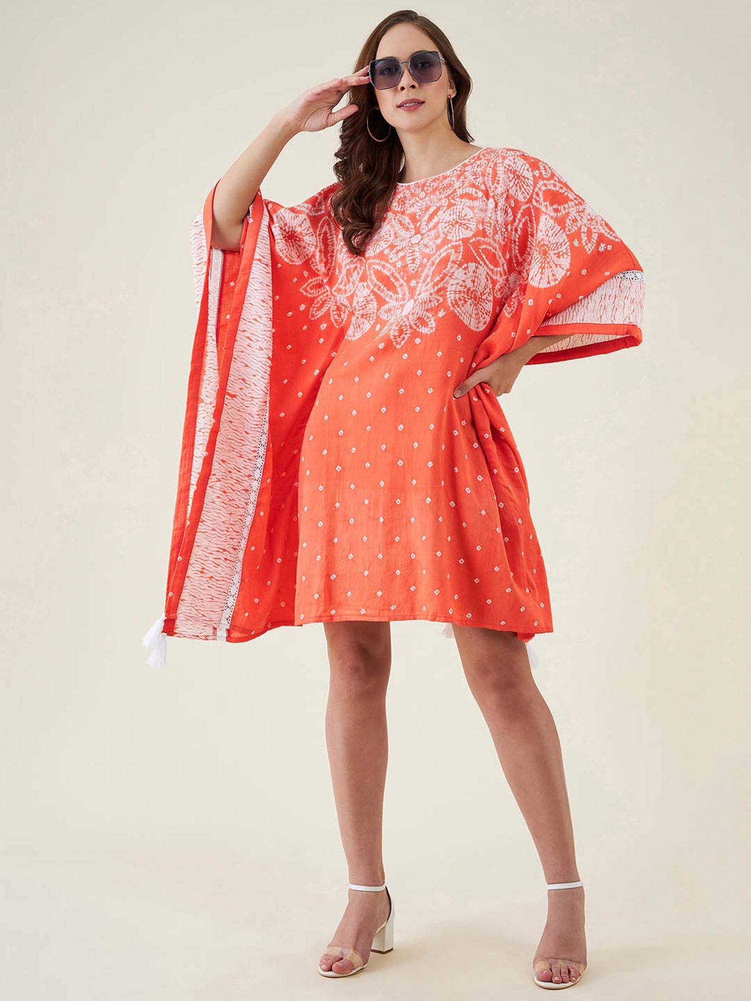 The Kaftan Company Orange Printed Kaftan Dress