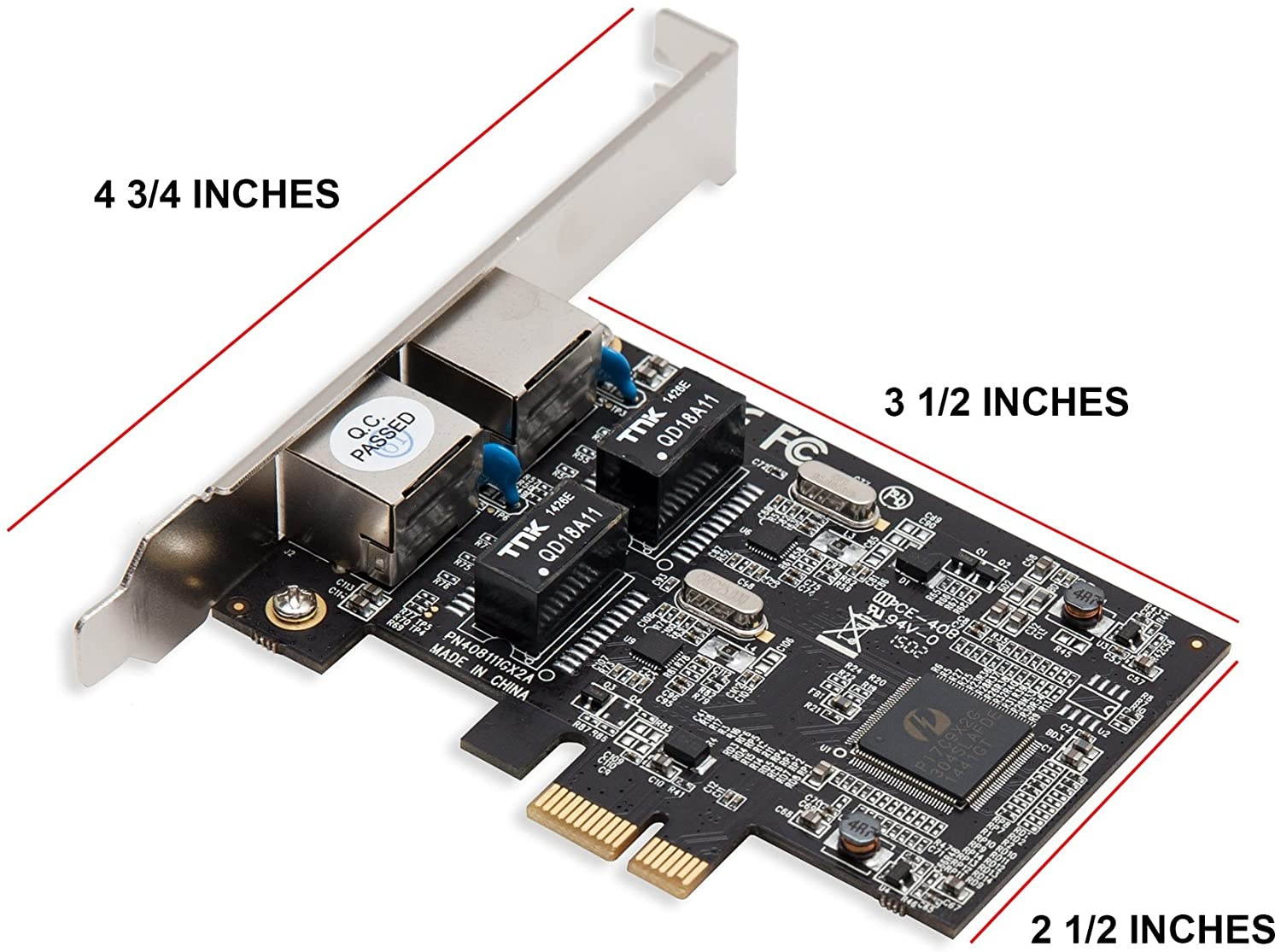 Syba 2 Port Gigabit Ethernet PCI-e x1 Network Interface Card 10/100/1000Mbps LAN Adapter Controller RTL8111E