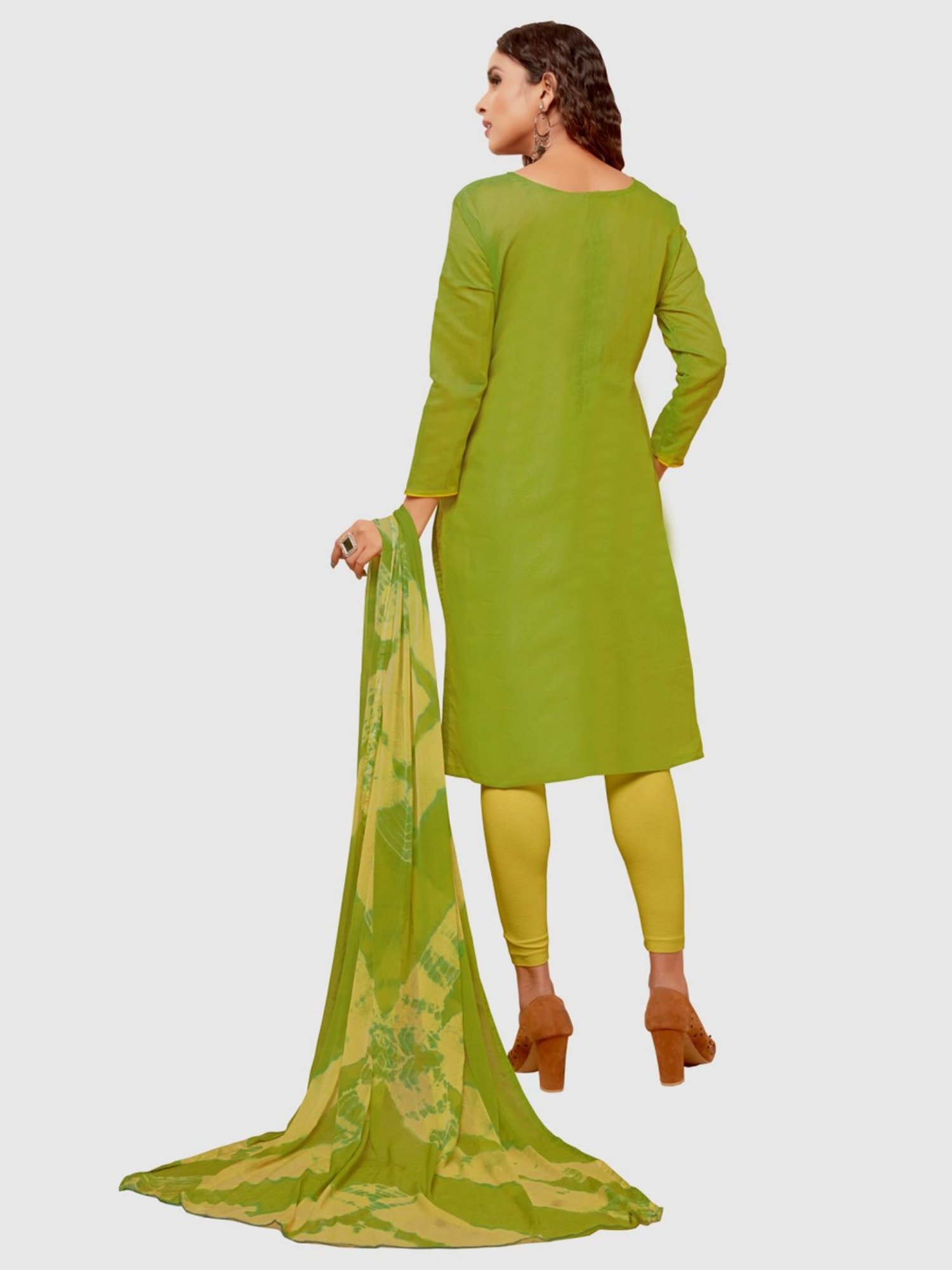 APNISHA Green Embroidered Unstitched Dress Material