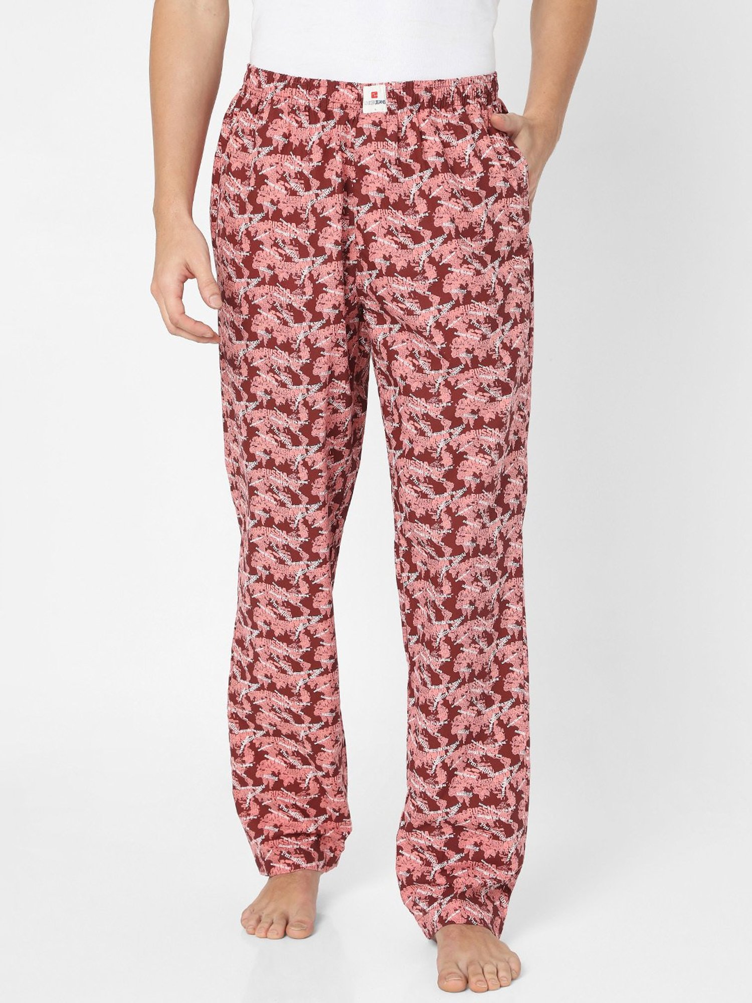 UnderJeans by Spykar Red Printed Pyjamas