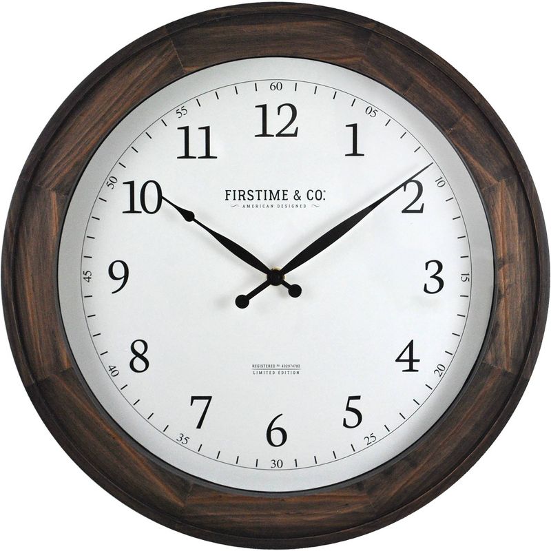 16" Barnes Wall Clock Rustic Brown - FirsTime