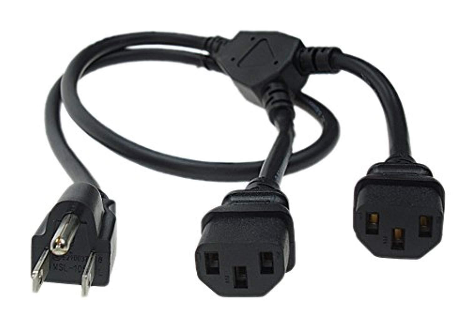 SF Cable, 6ft 18 AWG 1-to-2 Power Cord Splitter (1 NEMA 5-15P to 2 IEC320C13)
