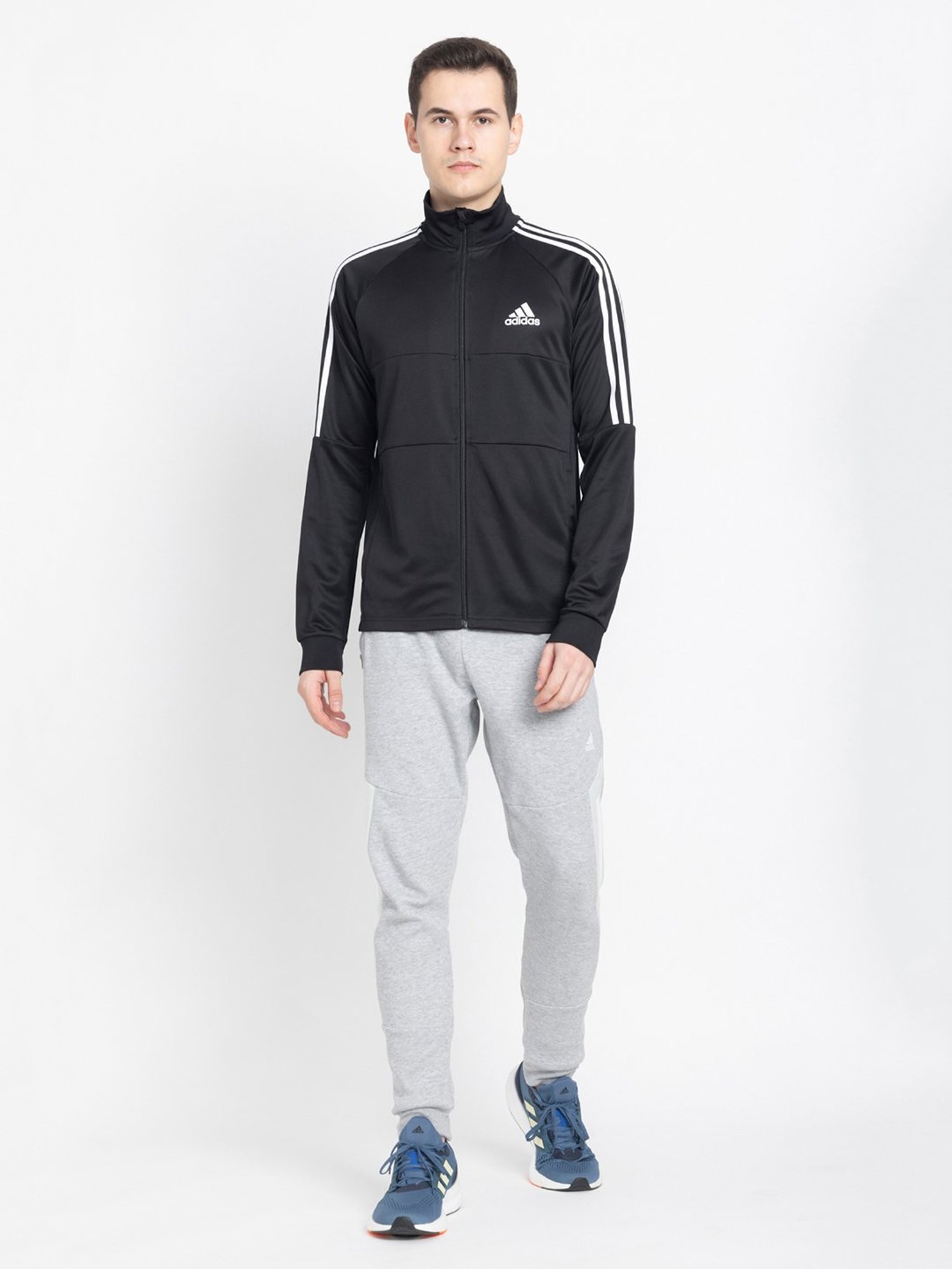 adidas Black Slim Fit High Neck Track Top