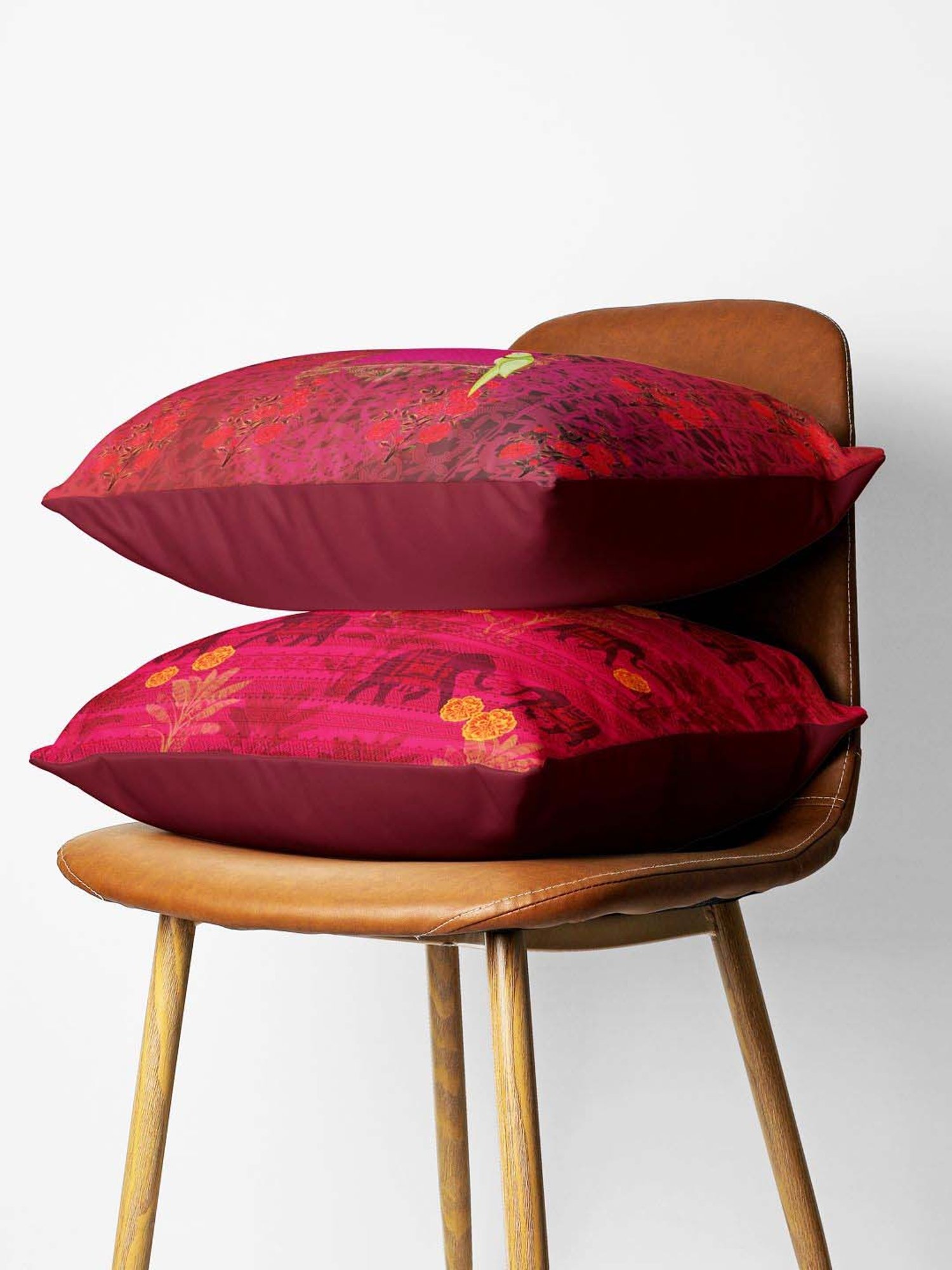 Bianca Ruyal Red & Green Microfibre Medium Cushion Cover - Set of 2