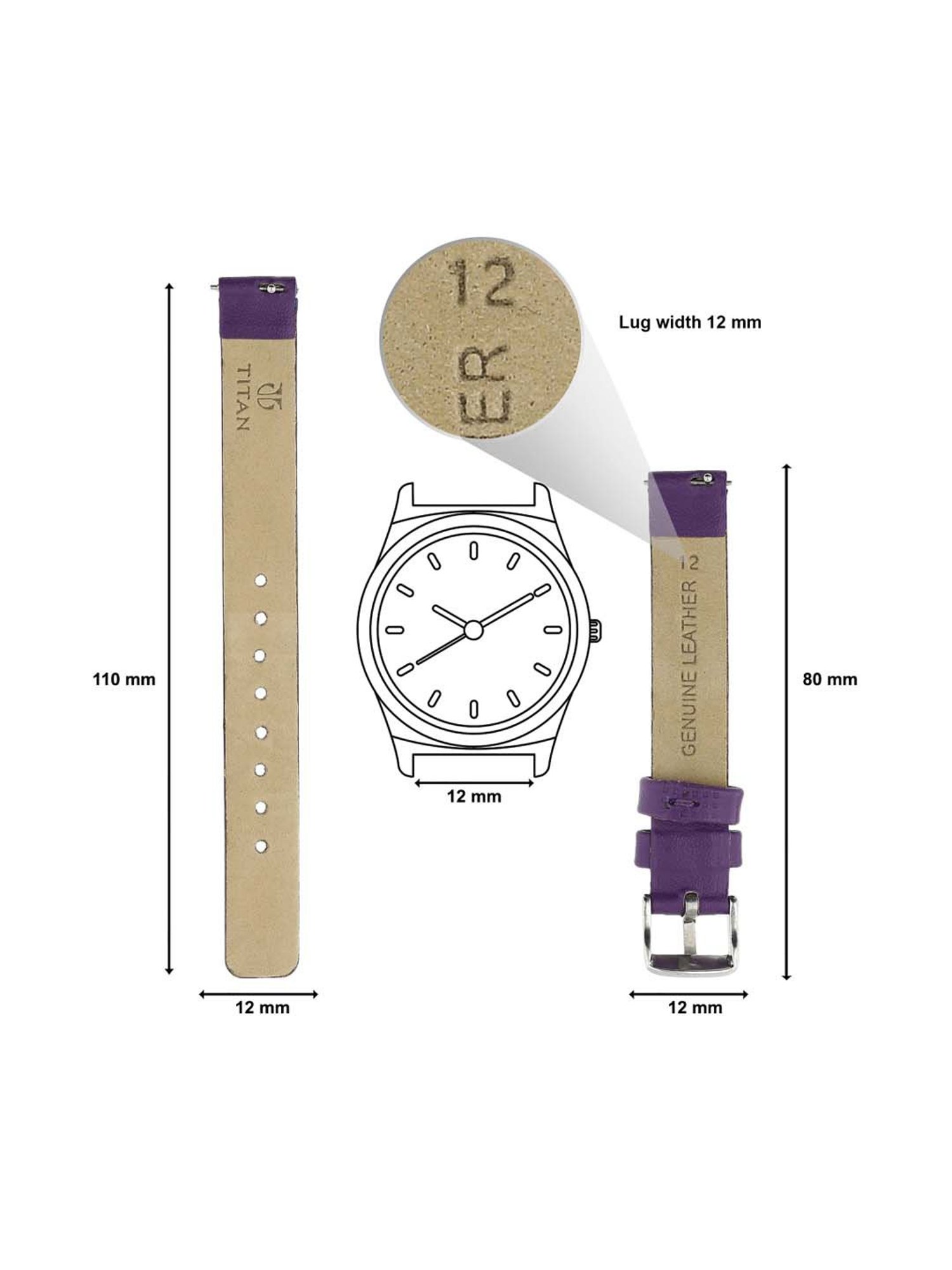 Titan 24 mm Tan Genuine Leather Strap for Men