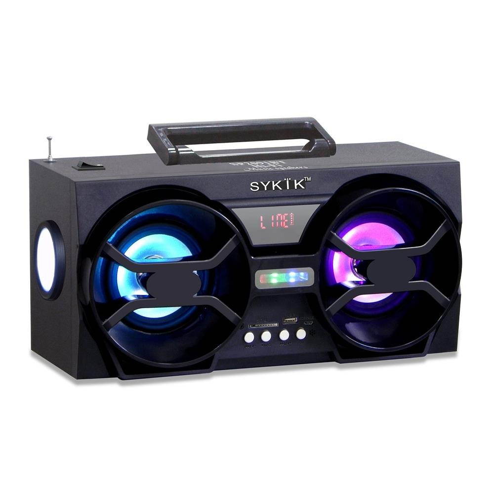 Sykik SP2091BT Bluetooth Boom Box with SD-MMC-USB FM Radio Built in Rechargeable Battery & Remote Control