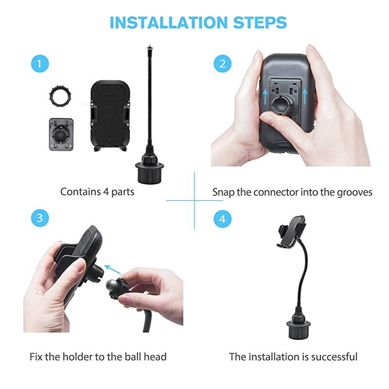 Car Cup Holder Phone Mount Adjustable Long Arm Cell Phone Holder with 360&atilde; Rotatable Cradle for Most Smartphones Such as iPhone Samsung and GPS