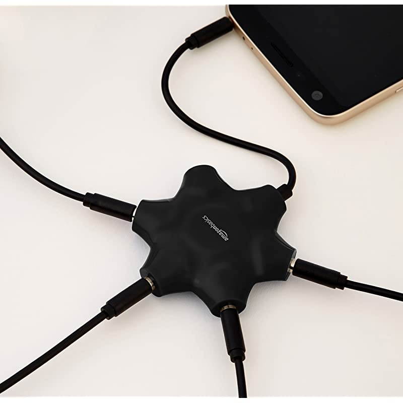 5Way Multi Headphone Audio Splitter Connector Black