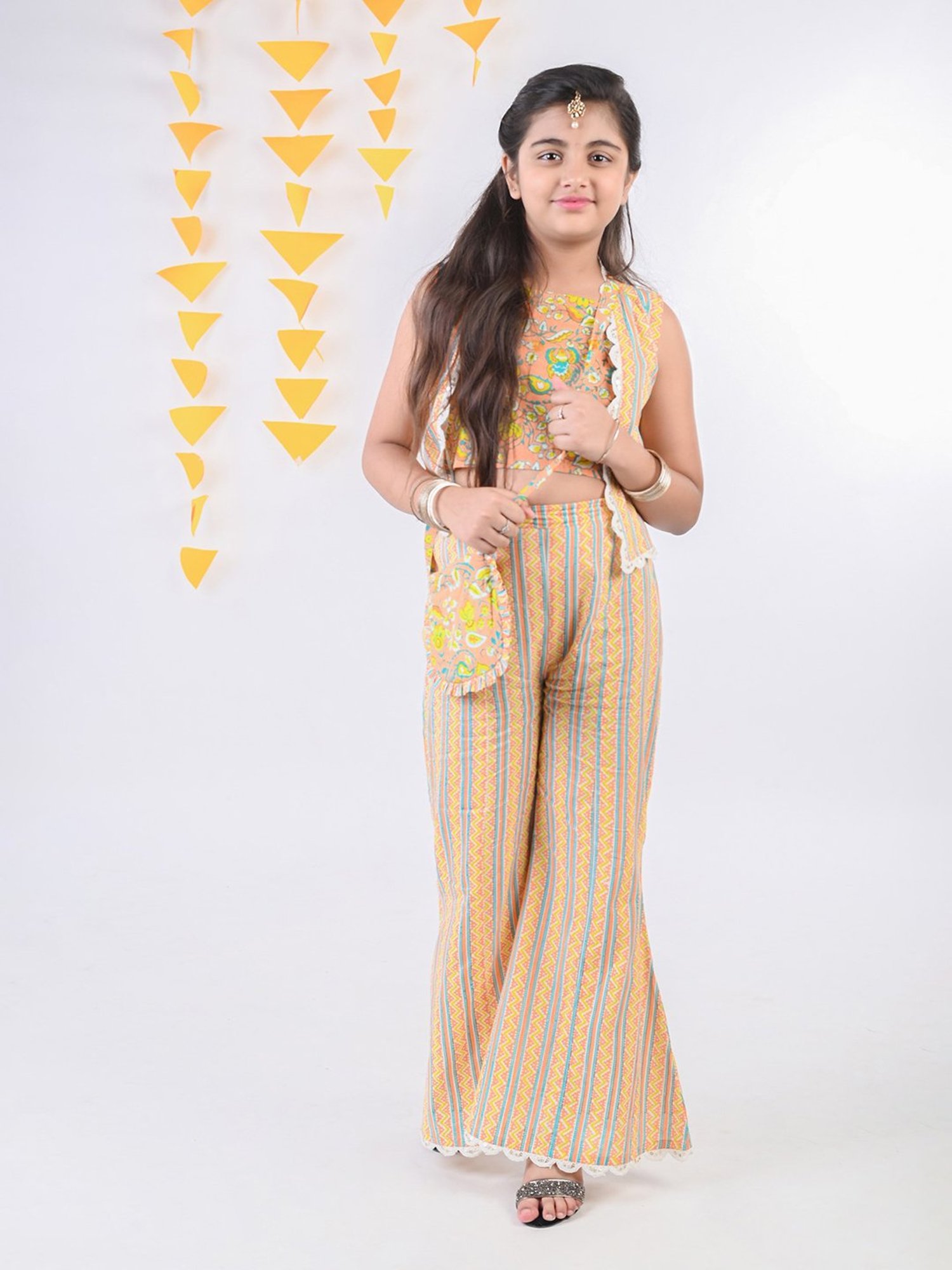 Budding Bees Kids Multicolor Printed Top, Jacket, Pants with Bag