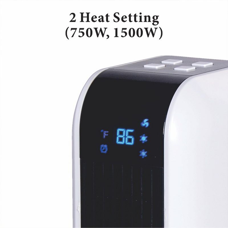 Optimus 17 in. Oscillating Tower Heater w/ Remote, Digital Temperature Readout & Setting