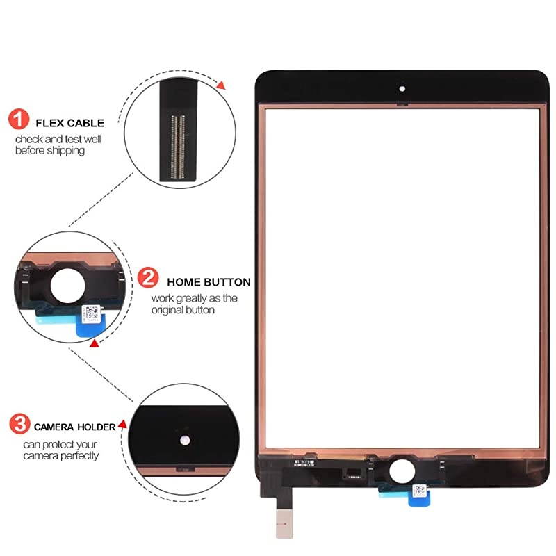 for iPad Mini 4 Screen Replacement Touch Digitizer Glass Touchscreen Repair Parts Assembly Kits with Tempered Glass ProtectorLCD not Include White