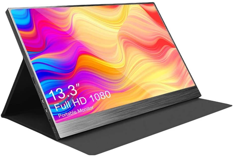 Portable Monitor 13.3 Inch HD 1080 with Type-C/USB-C Mini HDMI Port, Computer Gaming Display Monitors for Mac PS3 PS4 Raspberry Pi Xbox One Laptop Camera Eye Care Screen Include Smart Cover