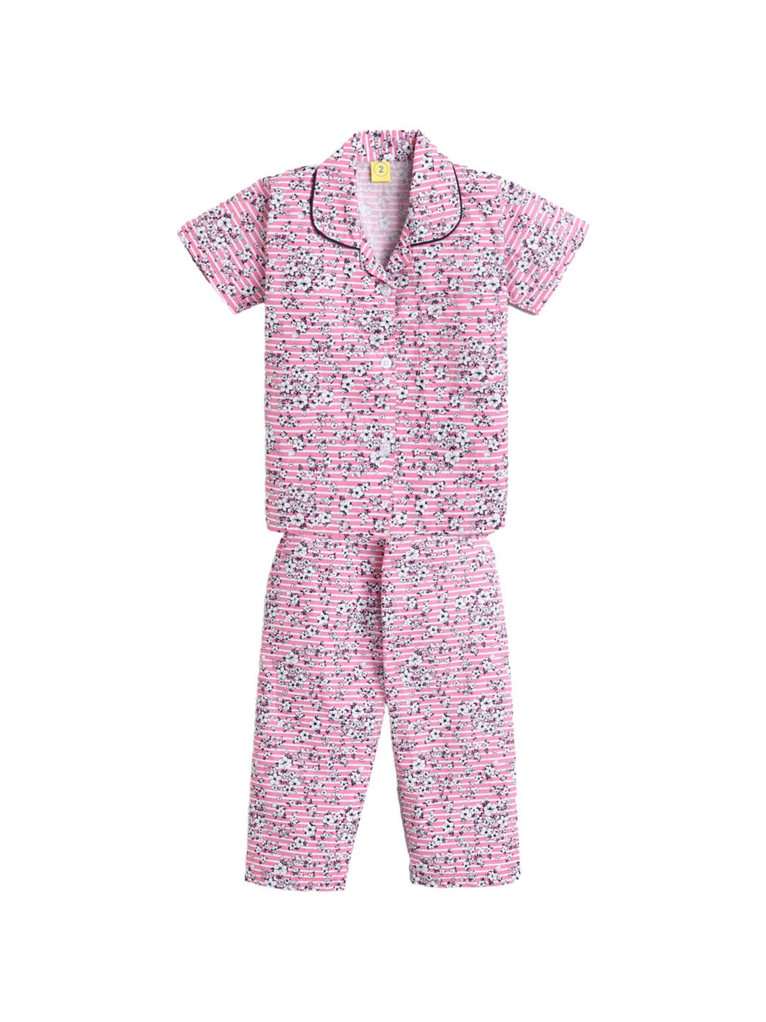 The Magic Wand Boys Pink Floral Print Shirt with Pyjamas