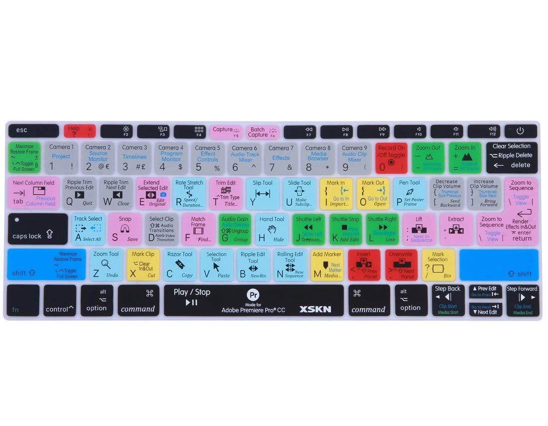 XSKN 2016/2017/2018+ Shortcut Design Series Keyboard Skin Cover for New Macbook 12 (2015 Model A1534) and New MacBook Pro 13 (2016 Newest Version Model A1708, No Touch Bar), US&EU Version (Premiere)