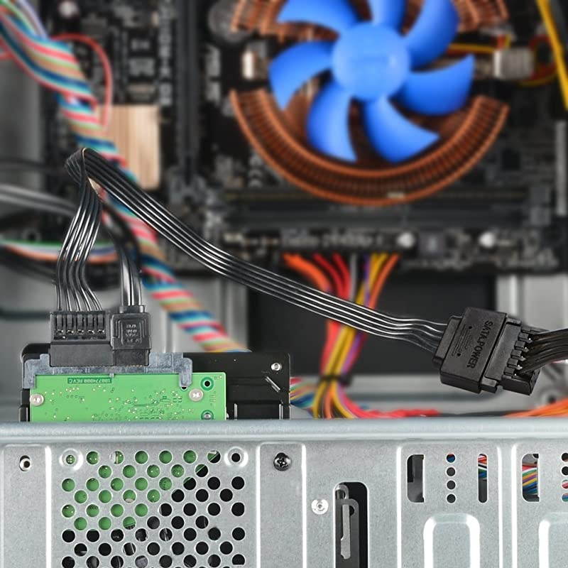 15 Pin SATA Power Extension Cable 3Pack Male to Female Cable 10 inch Black 3 Pack