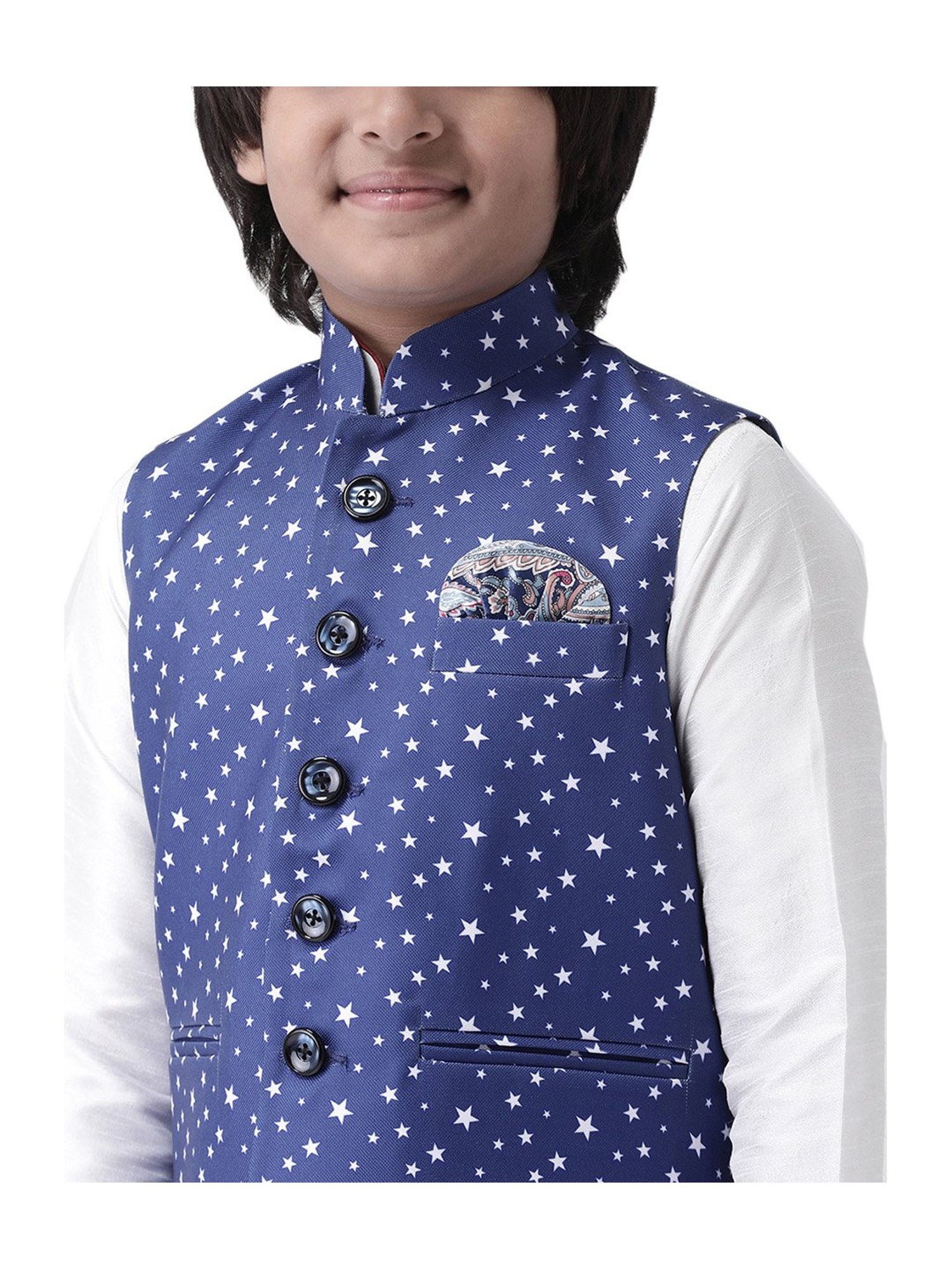 Hangup Kids Multicolor Printed Kurta & Pyjamas With Waistcoat