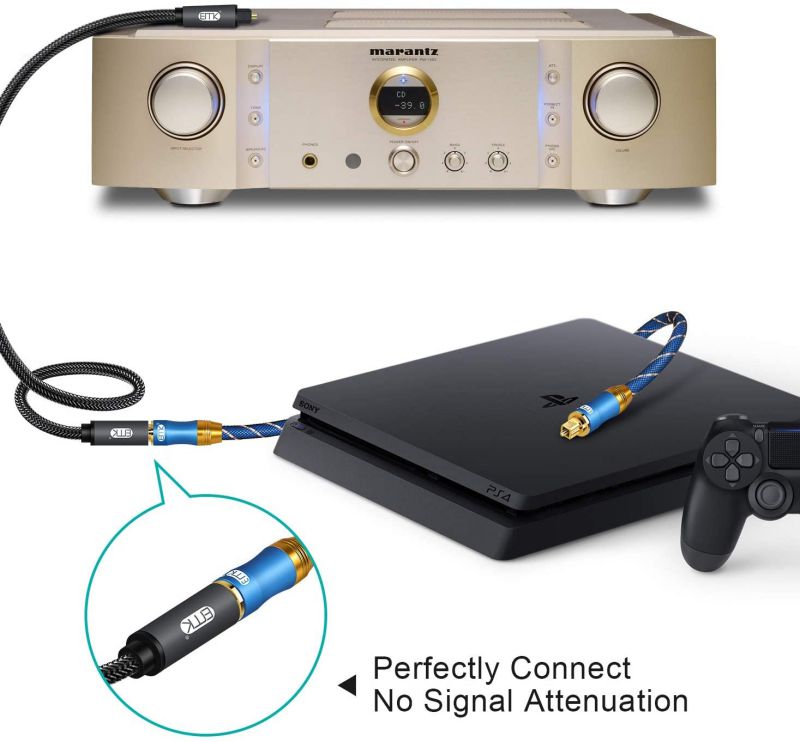 Optical Extension Cable Male to Female Coupler CableToslink Audio Cable Nylon Braided Jacket 24K Gold-Plated Fiber Digital Extension Adapter Cable for Home Theater Sound bar TV PS4 Xbox (3.3ft)