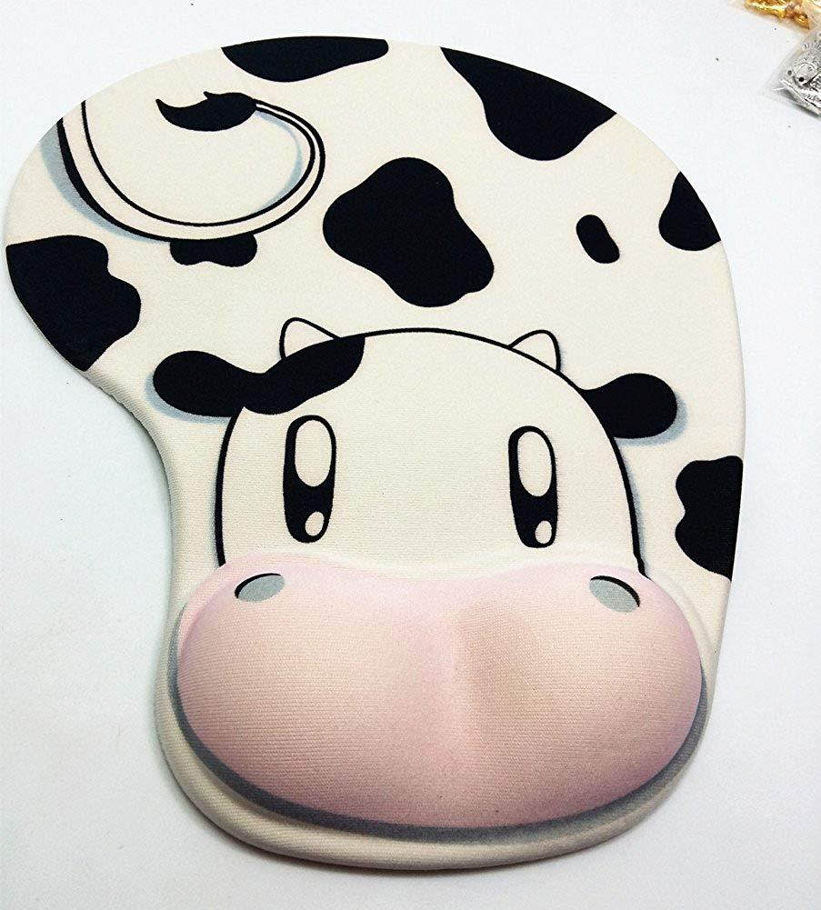 QTMY Silica Gel Cartoon Cow Mouse Pad Wrist Rest Hand pillow