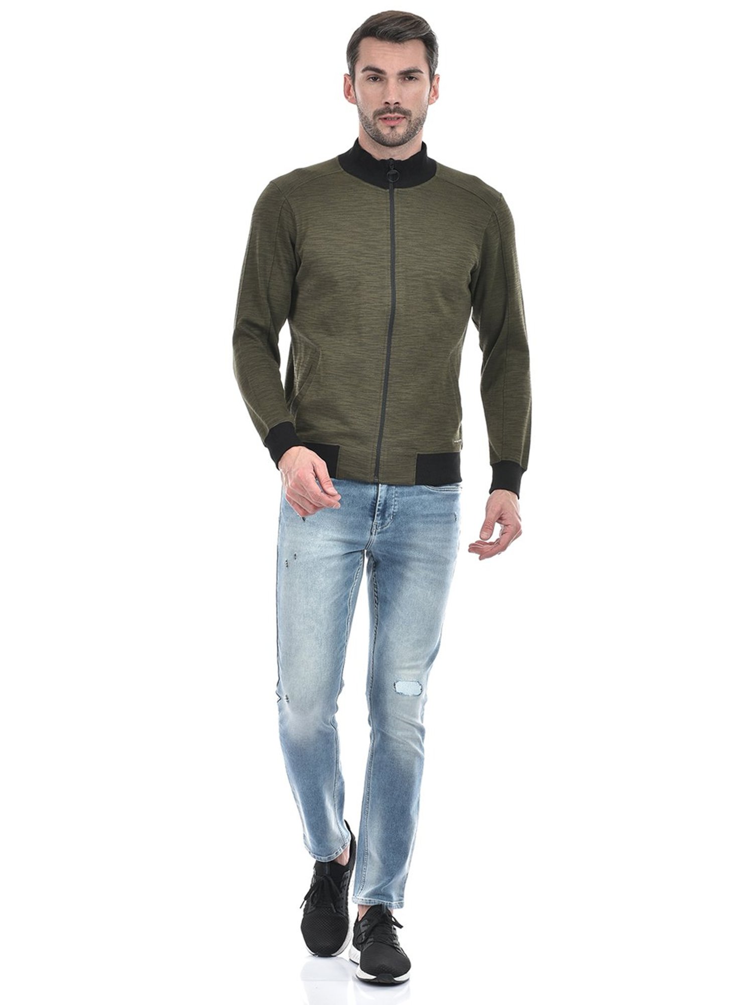 NUMERO UNO Olive Regular Fit Jacket