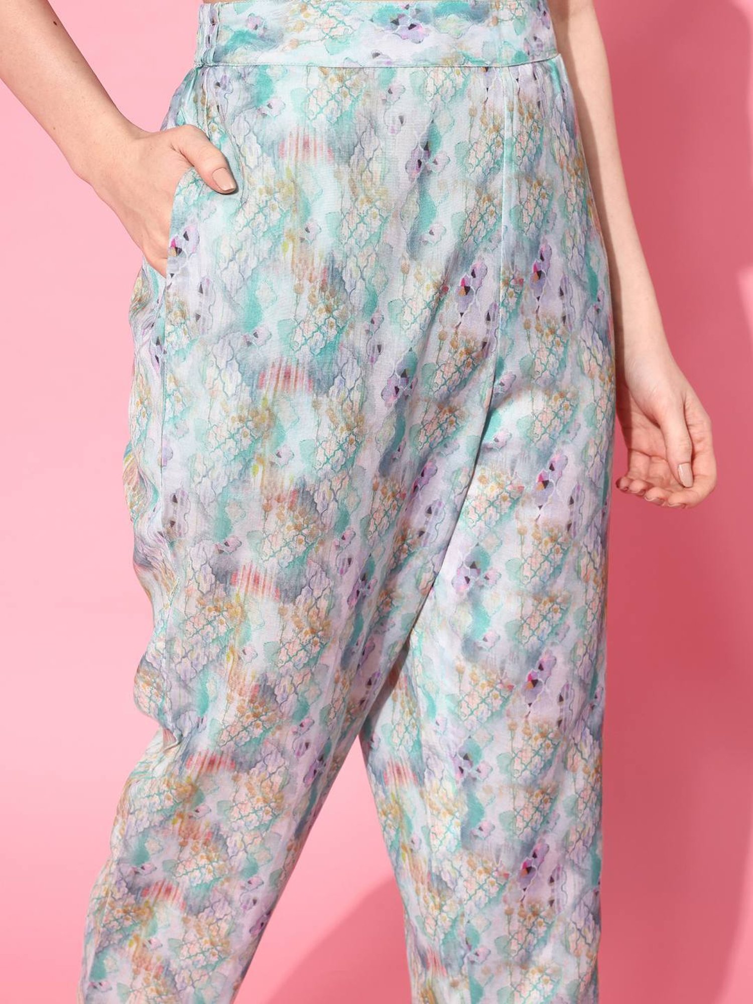 Indo Era Multicolored Floral Print Shirt Pant Set