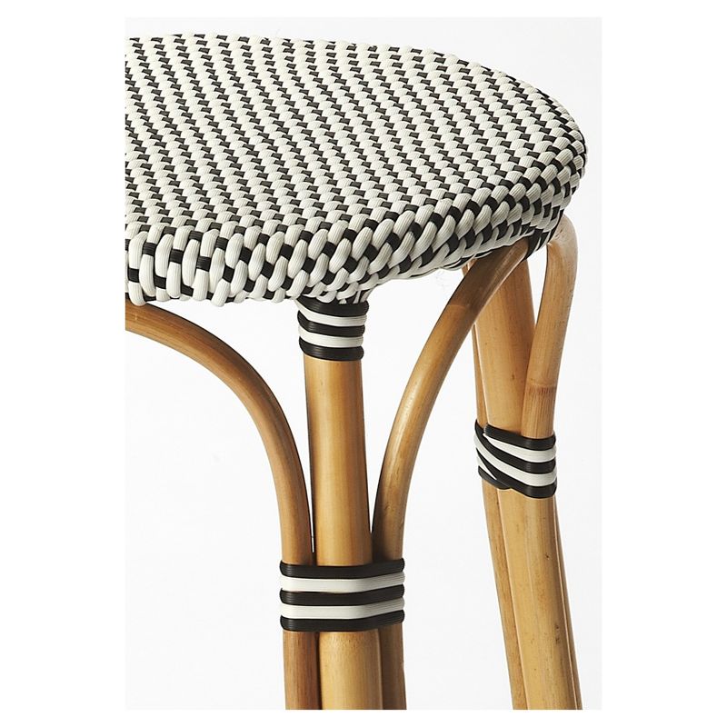 Tobias Rattan Barstool Black/White - Butler Specialty