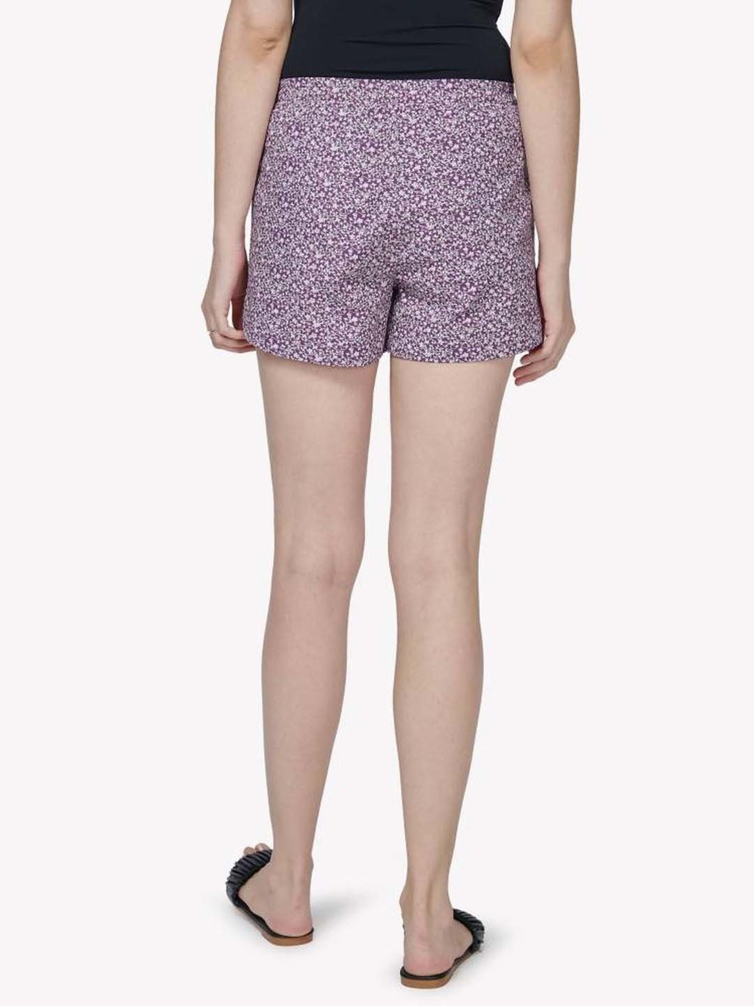 VASTRADO Purple Cotton Floral Print Shorts