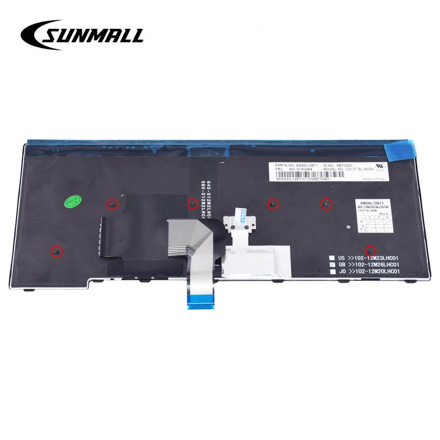 Backlit Keyboard Replacement with Big Enter Key for Lenovo ThinkPad T431 T431S E431 T440 T440P T440S E440 L440 T450 T450S T460 Series Laptop US Black Layout