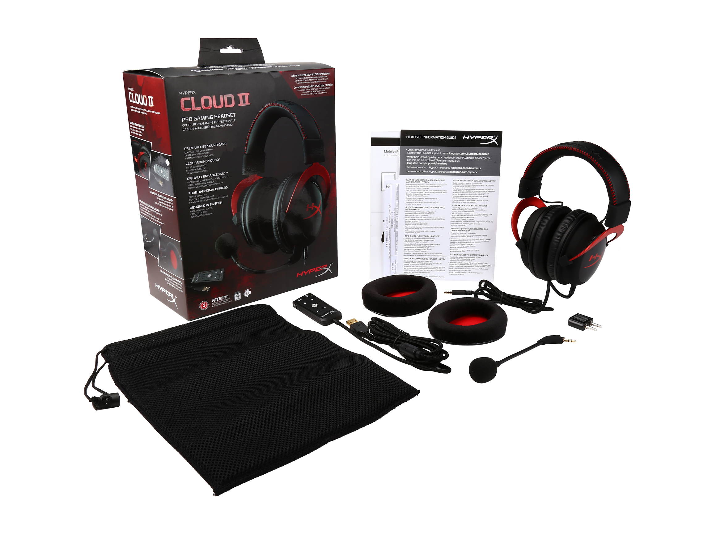HyperX Cloud II Gaming Headset with 7.1 Virtual Surround Sound for PC / PS4 / Mac / Mobile - Gun Metal