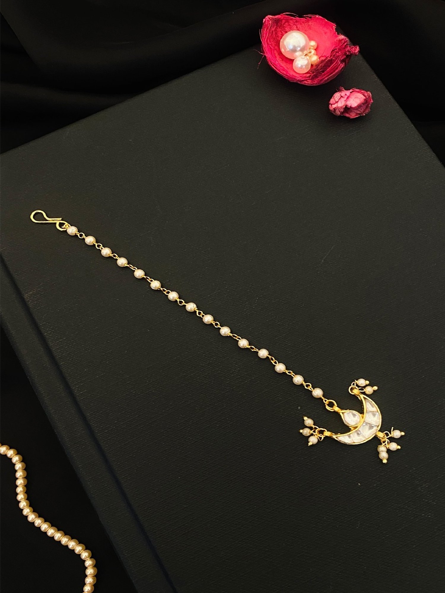 Abdesigns Elite Pachi Kundan Gold-Plated Maang Tikka