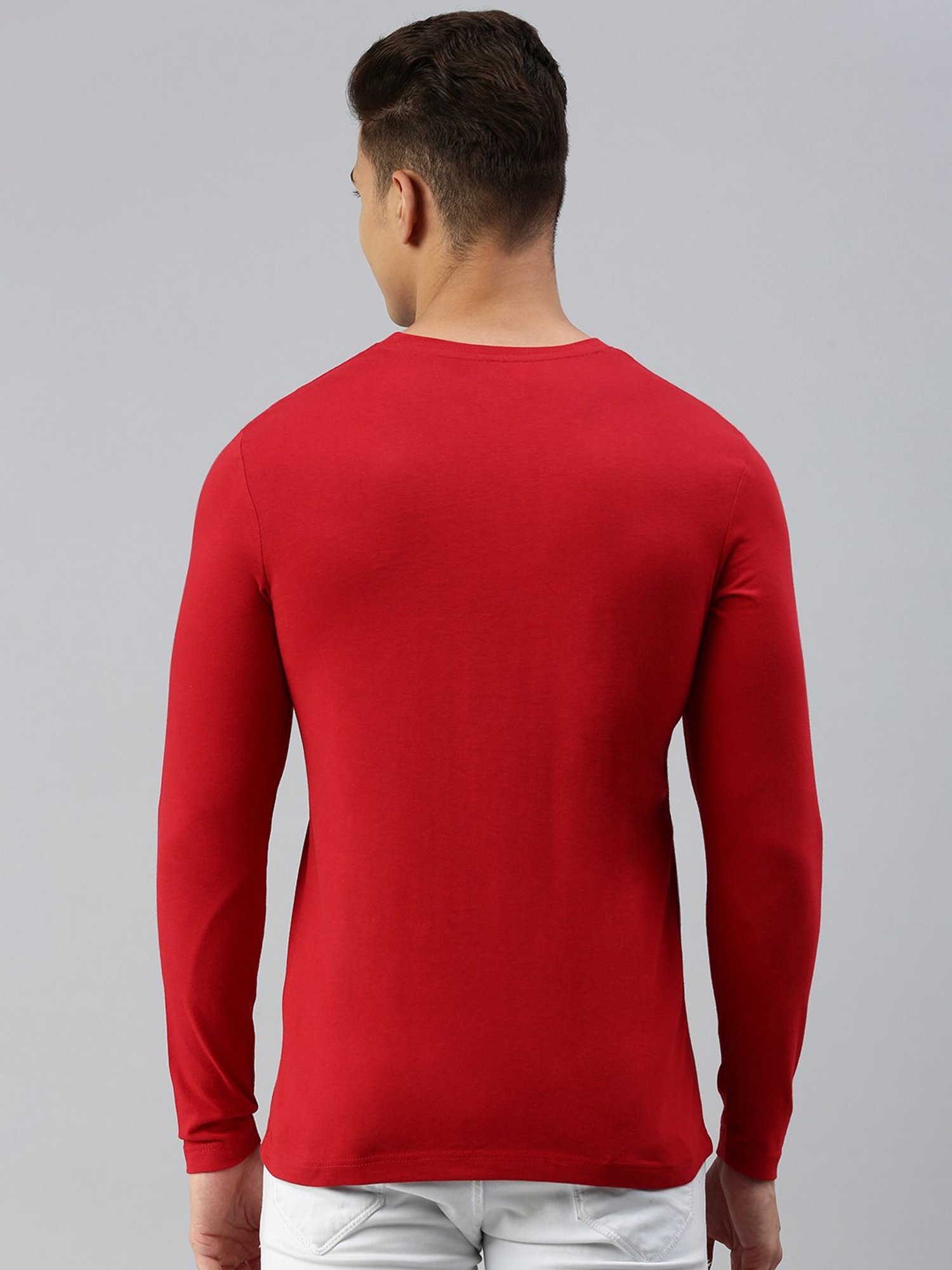 Sporto Red Regular Fit Crew T-Shirt