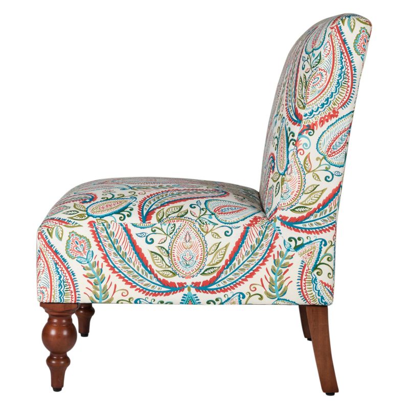 Slipper Accent Chair and Ottoman Coral/Turquoise - HomePop
