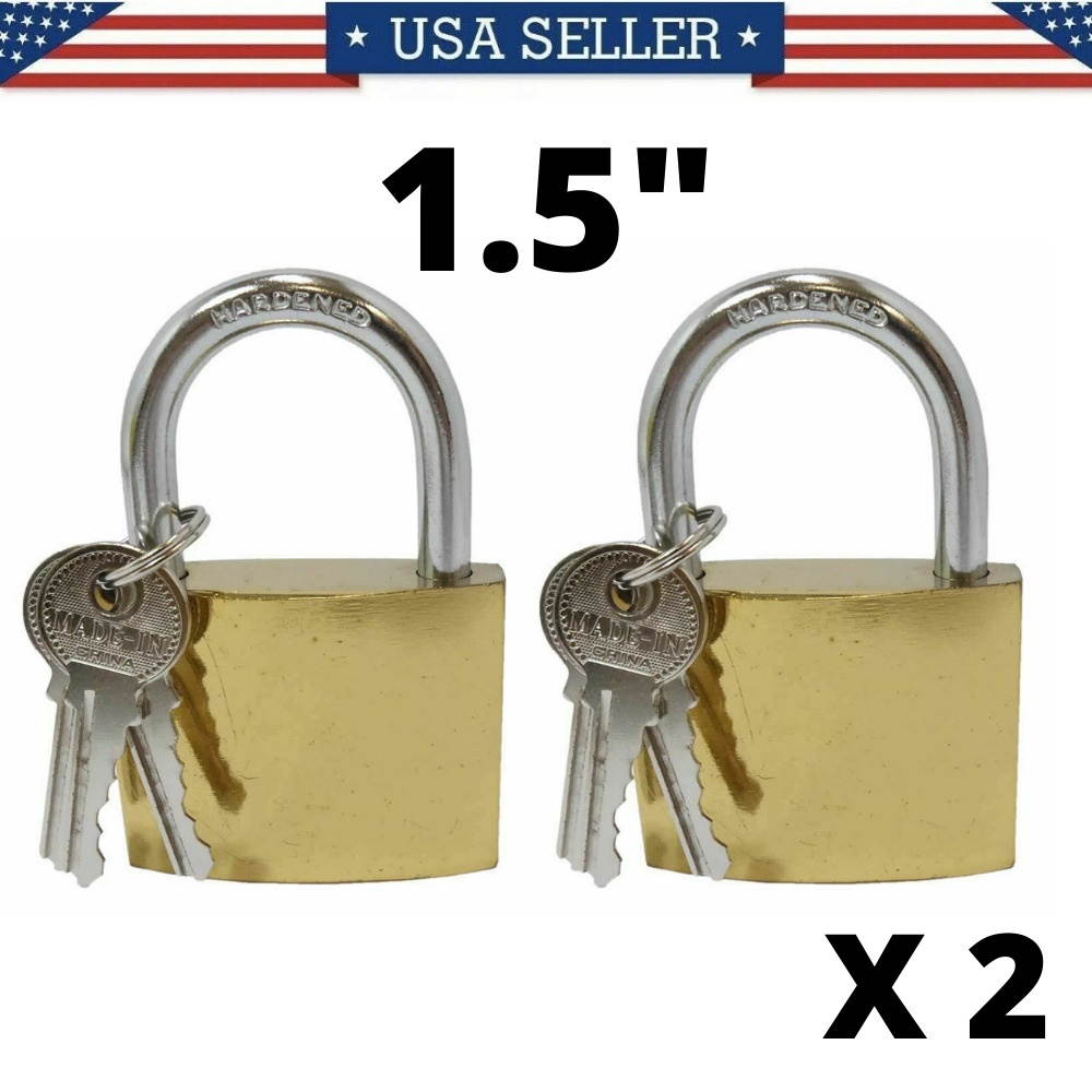 [Pack of 2] 1.45" 37mm Solid Brass Padlock with Wide Body w/ 2X Keys each