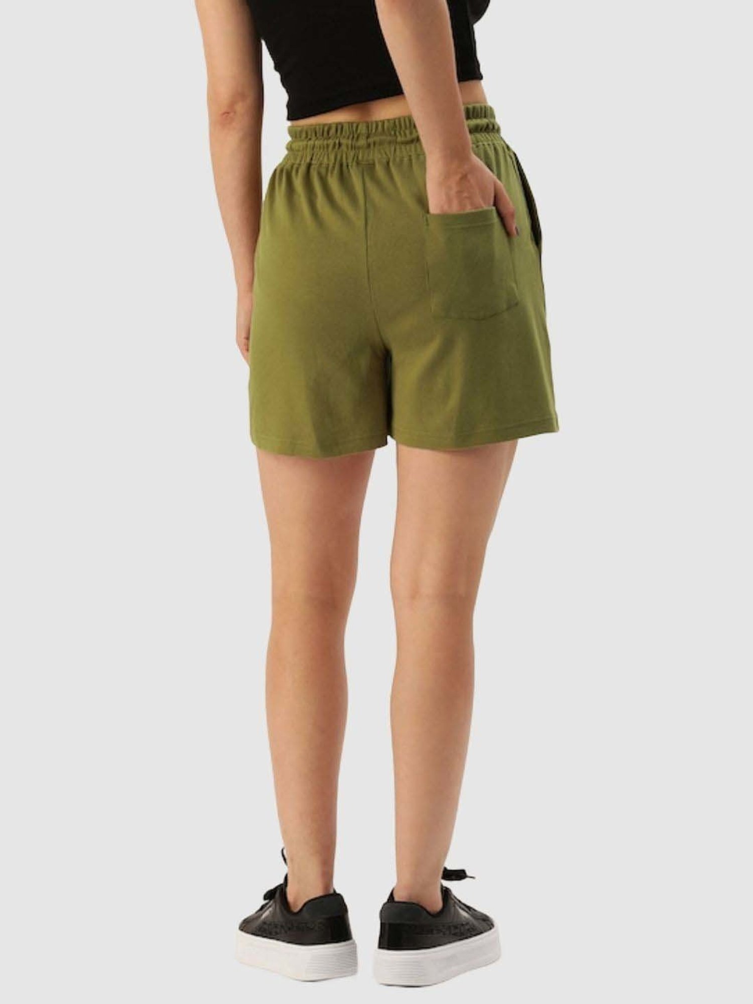Bene Kleed Olive Green Cotton Shorts