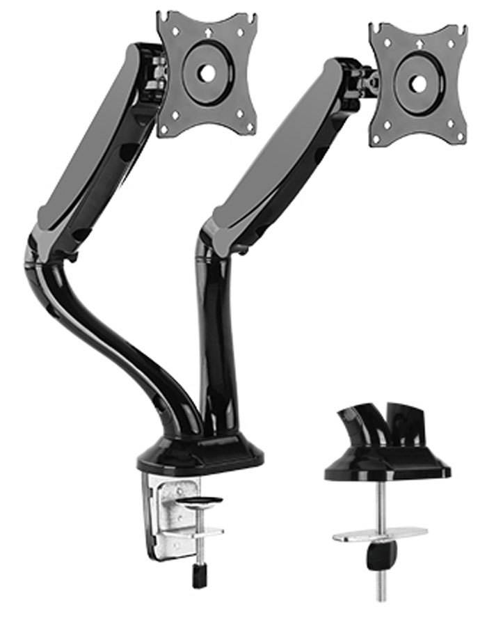 Impact Mounts DUAL ARM TV LCD MONITOR DESK MOUNT BRACKET ARTICULATING UP DOWN IN OUT SWIVEL (IMLDT09-C024)