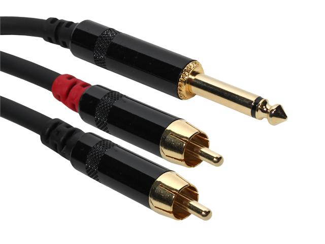 SuperFlex GOLD Y Patch Cable, (2) RCA to TS - 10' Length