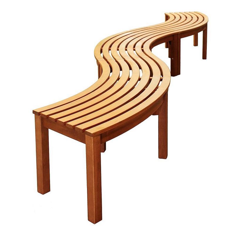 58.8" Classic Outdoor Eucalyptus Curved Backless Bench Natural Oil Finish - ACHLA Designs