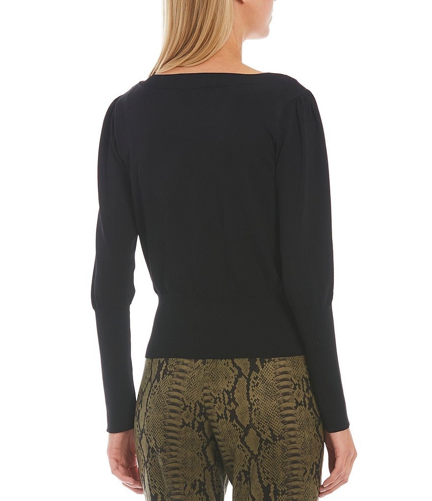 A Loves A Round Neck Long Bishop Sleeve Rib Knit Sweater