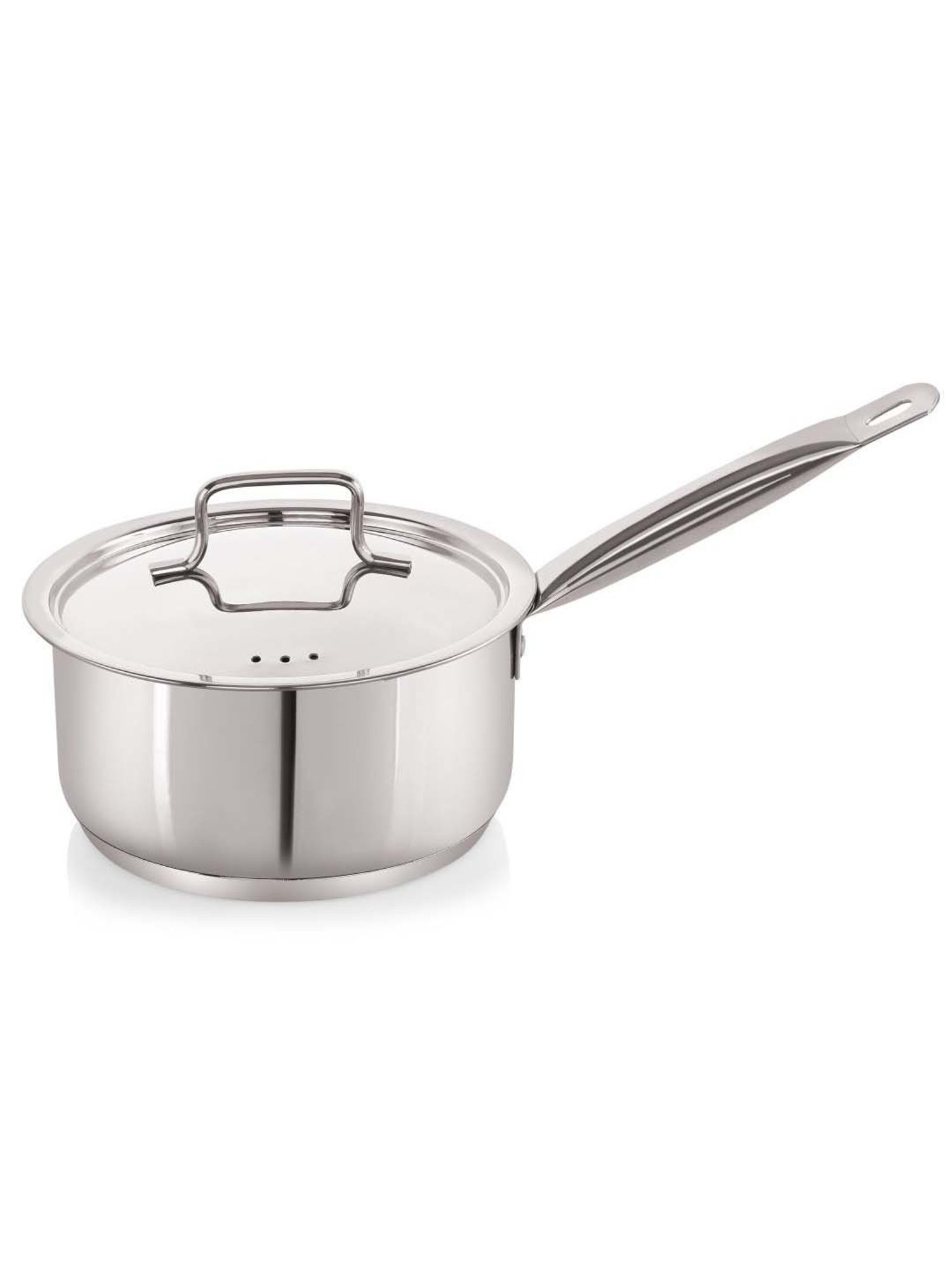 Nirlon Deluxe Silver Stainless Steel 14 cm Induction Tri-Ply Bottom Saucepan With Lid (1.2 L)