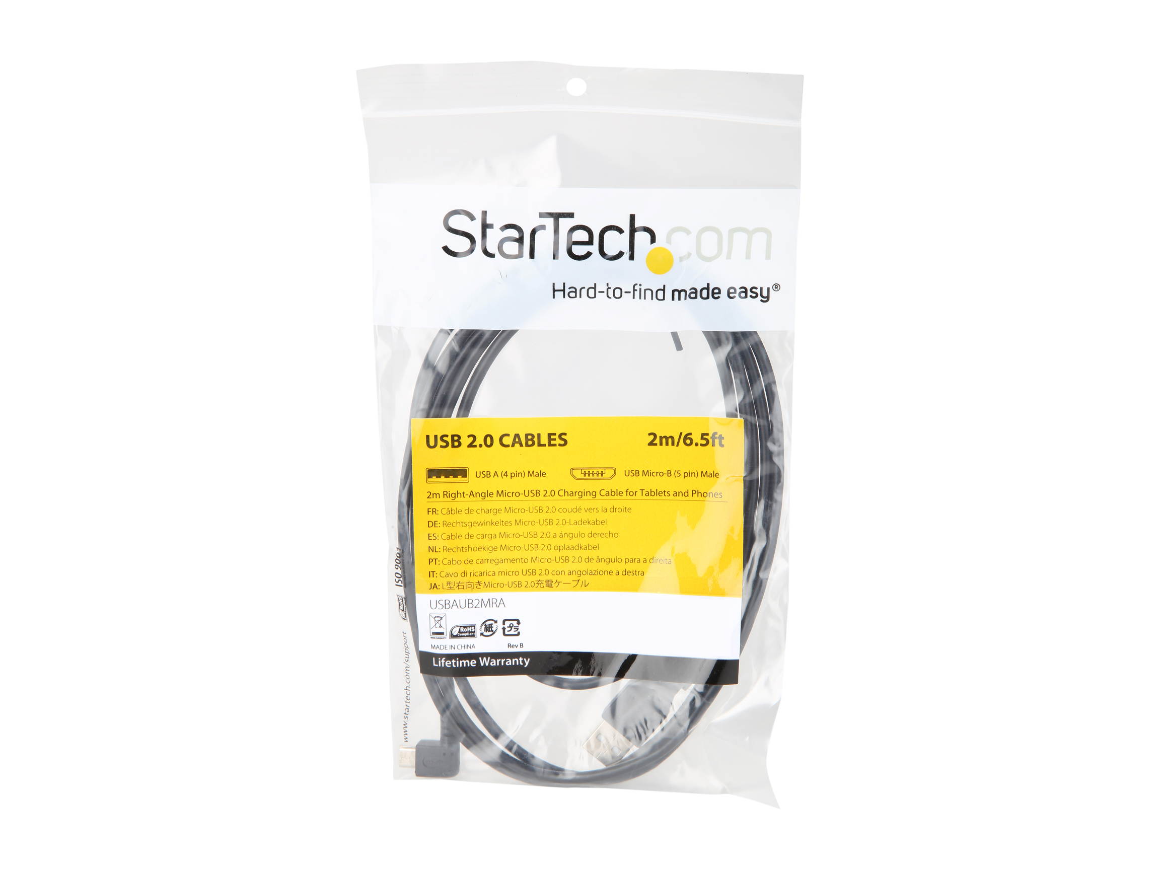 StarTech.com USBAUB2MLA Micro-USB Charge-and-Sync Cable M/M - Left-Angle Micro-USB - 24 AWG