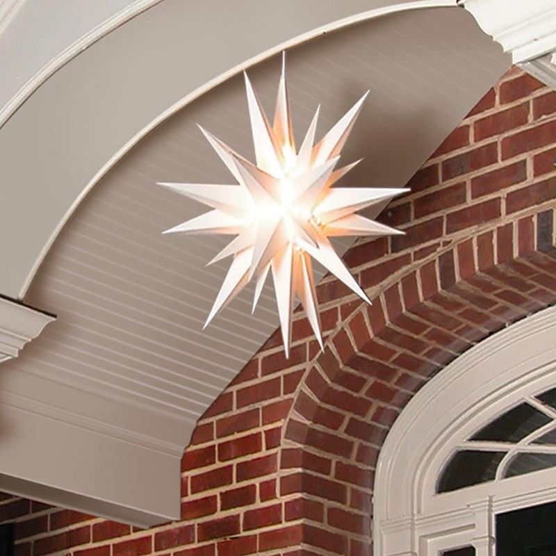 Keystone 21" Pre-lit White LED Advent Star Christmas Hanging Decoration- White Wire