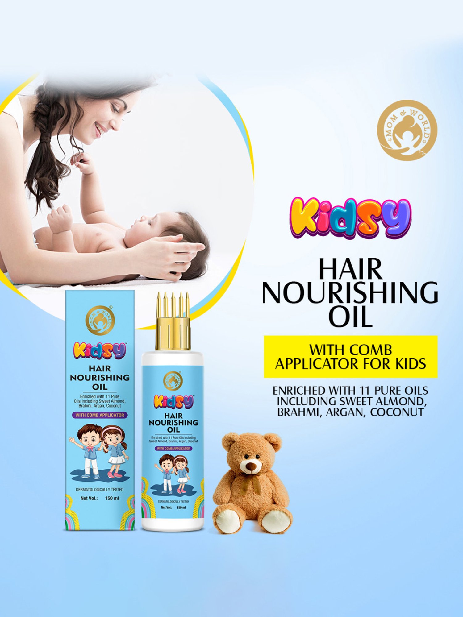 Mom & World Kidsy Hair Nourishing Oil With Comb Applicator for Kids - 150ml