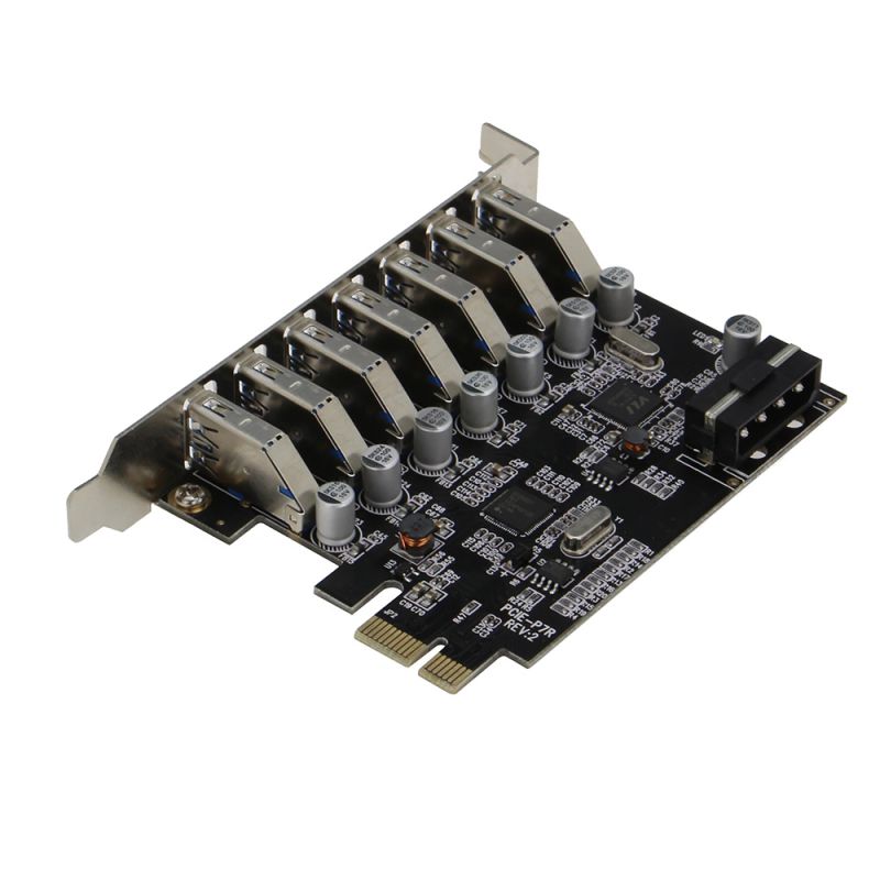 Sedna - PCIE  7 Port USB 3.0 Adapter Card ( 7 External Ports ) with Molex Power Connector ( NEC Host Controller )