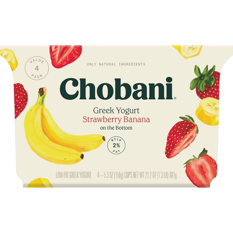 Chobani Strawberry Banana Blended Low-Fat Greek Yogurt - 4pk/5.3oz