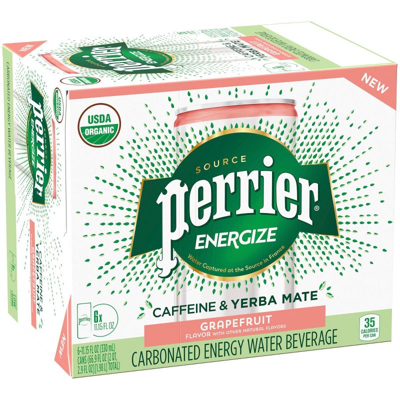 Perrier ENERGIZE Grapefruit Flavored Carbonated Energy Beverage - 6pk/11.15 fl oz Cans