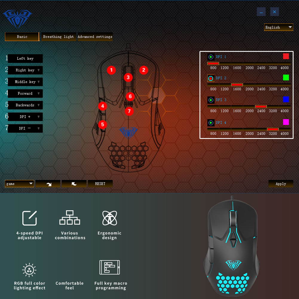 Gaming Mouse with 7 Programmable Buttons, Chroma RGB Backlight & 6400 Adjustable DPI, Ergonomic USB Computer Mouse with High Precision Sensor for Windows PC & Laptop Gamers, Mouse for Laptop