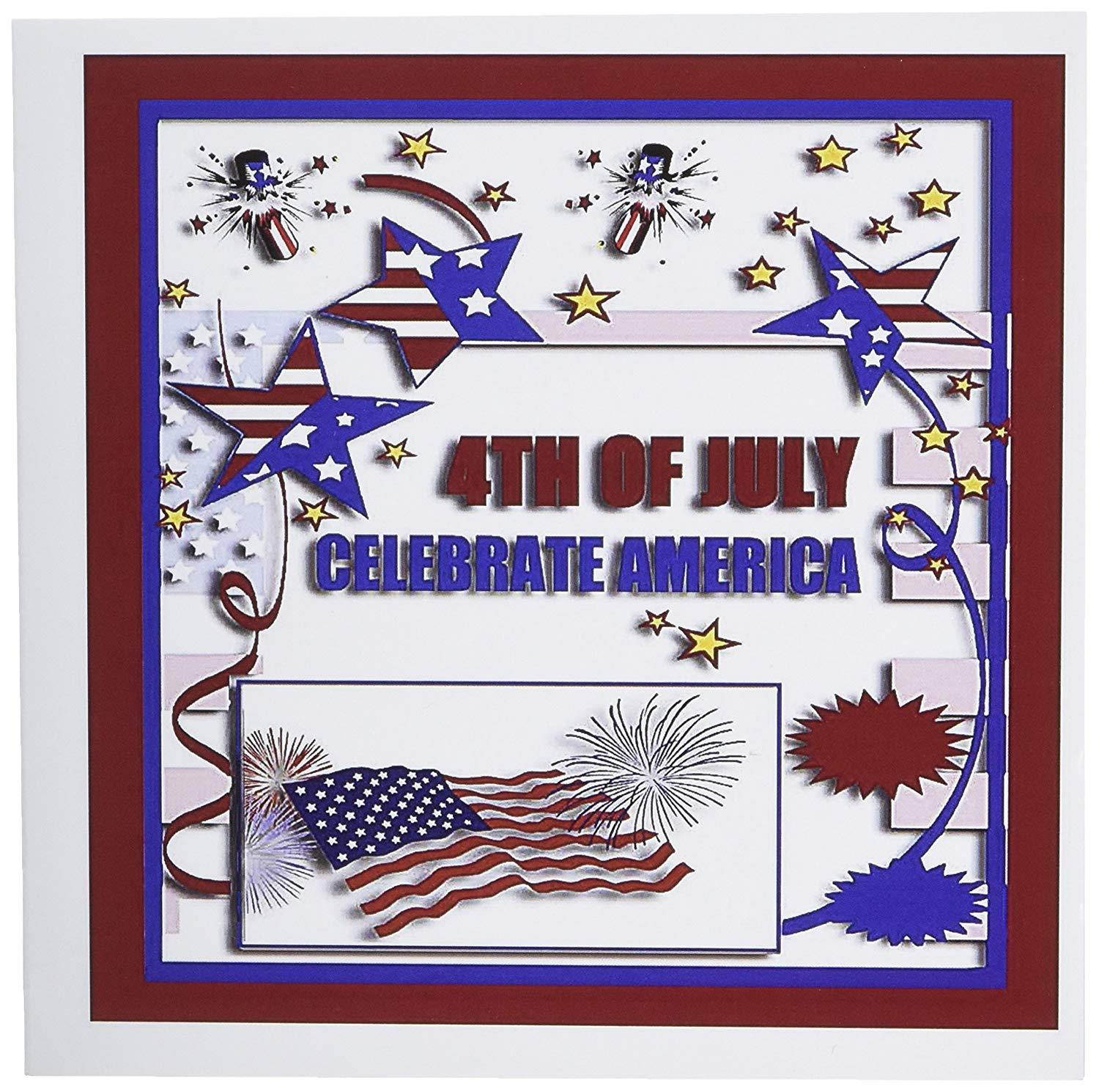 3dRose 4th of July Celebrate America Flag Stars and Firecrackers - Greeting Cards, 6 x 6 inches, set of 12 (gc_20170_2)