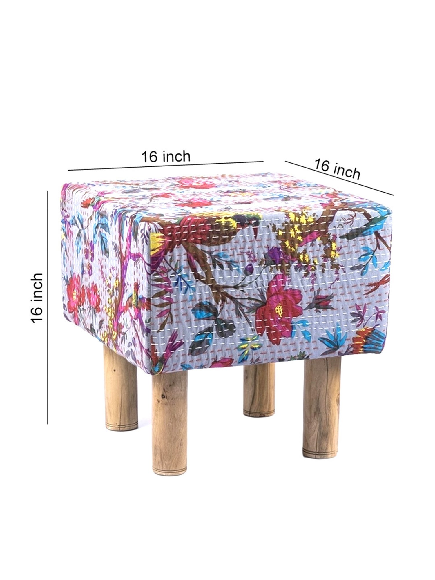 Ikiriya Verona Printed Brown & Blue Wood Stool