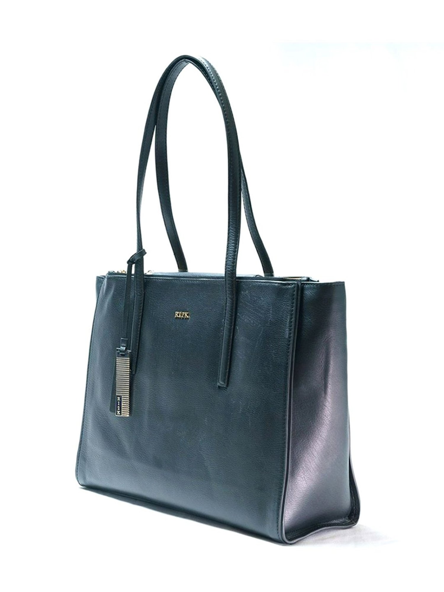 RI2K London Black Leather Large Shoulder Bag