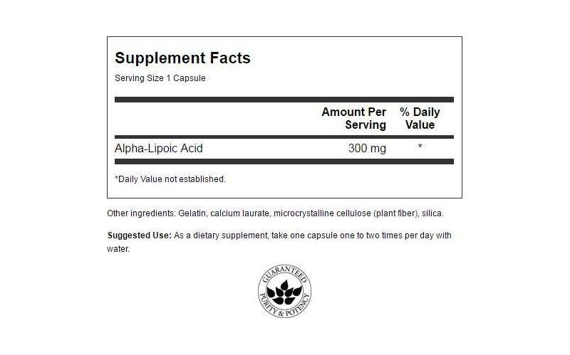 Swanson Alpha Lipoic Acid Capsules, 300 mg, 120 Count.