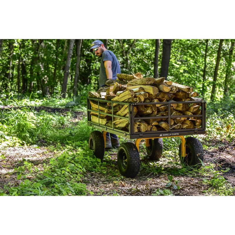 Gorilla Carts Extra Heavy Duty Steel Utility Cart with Removable Sides and Pneumatic Tires Capacity